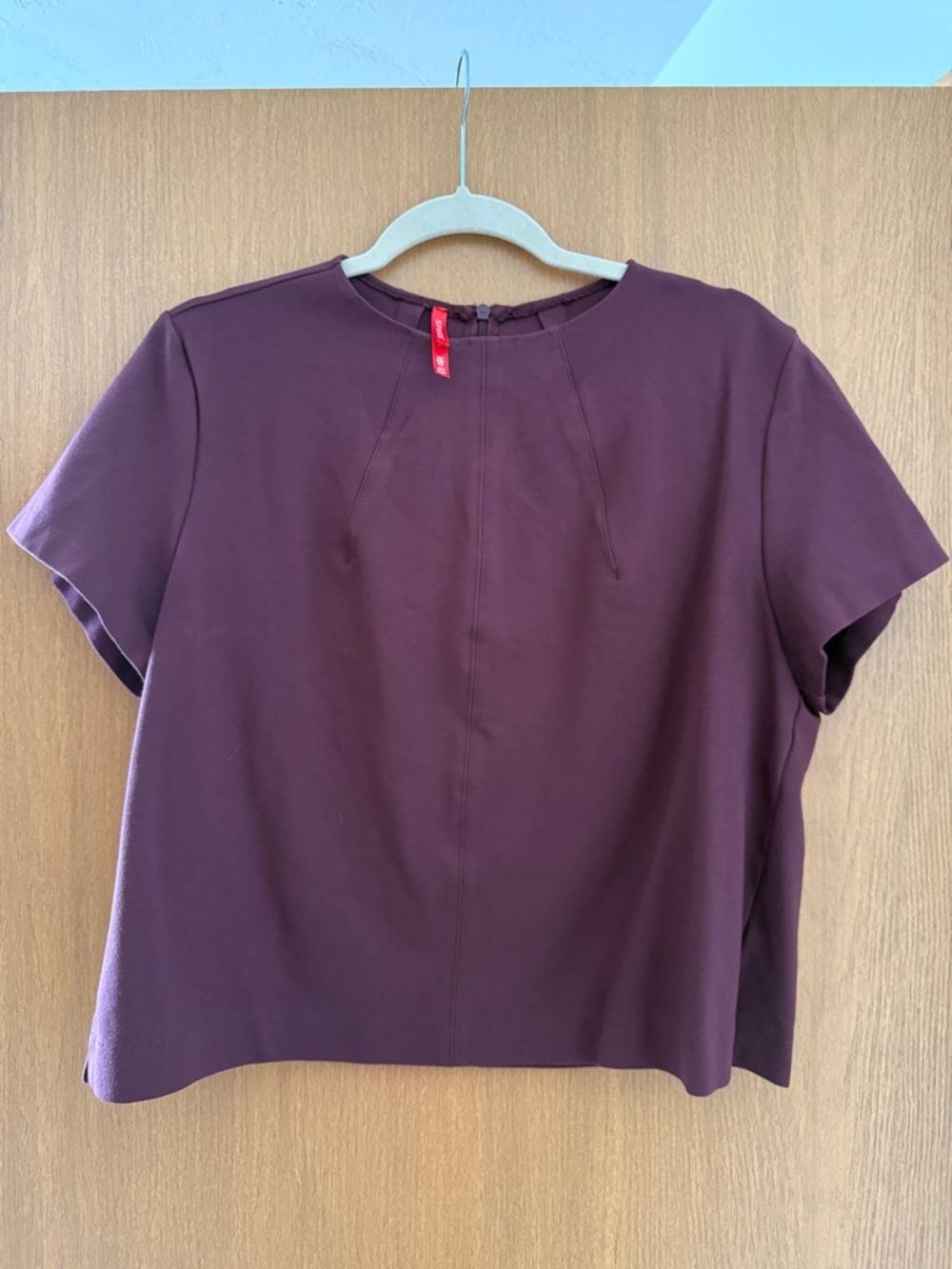 SPANX Deep Plum Short‑Sleeve Top – Size XL